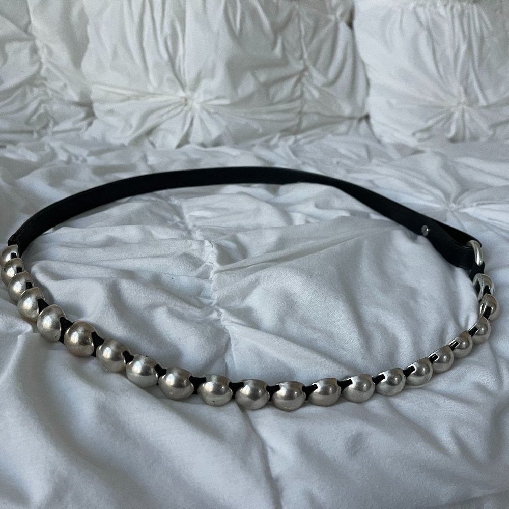 CAbi Black Leather Dome Belt